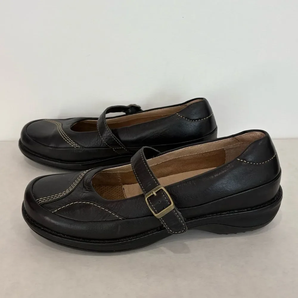 Red Wing Black Leather Mary Jane Shoes Womens Size 8 Slip On Buckle Loafer - Picture 11 of 11